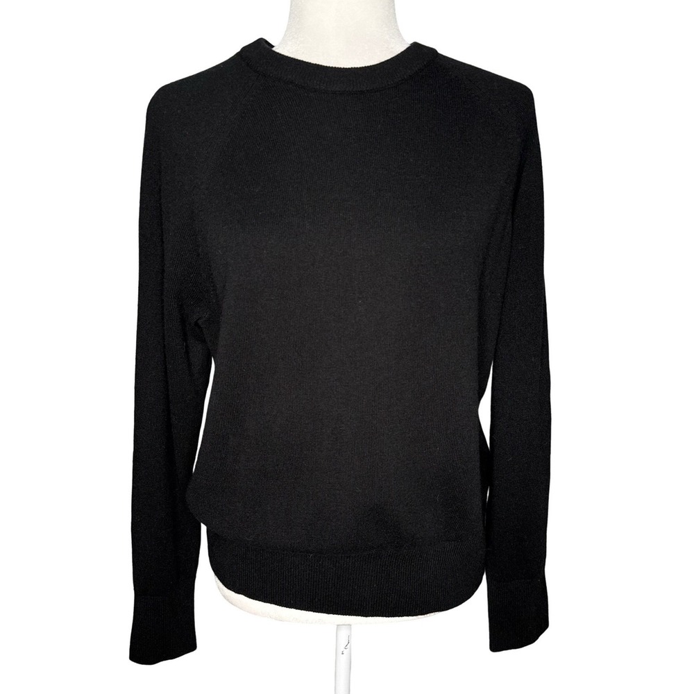 VINCE M Sweater Wool Cashmere Blend Crew Neck Pullover Black $295